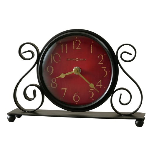 Marisa Traditional Analog Metal Quartz Tabletop Clock in Charcoal Black
