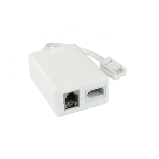 BT Telephone ADSL Filter Adapter / 1x BT Male - 1x BT Female & 1x RJ11 Female/Socket Landline Phone Plug/White / iCHOOSE