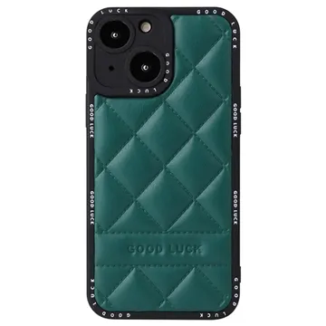 Good Luck Rhombic Grid iPhone 14 Plus Hybrid Case - Green