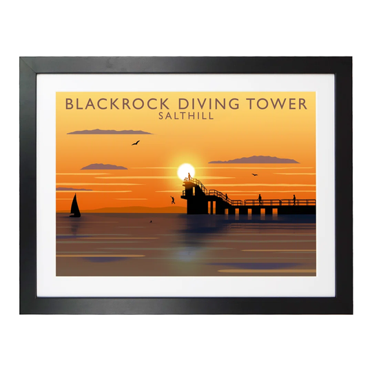 Black Rock Diving Tower Sunset by Richard O'Neil - Graphic Art Print on Paper