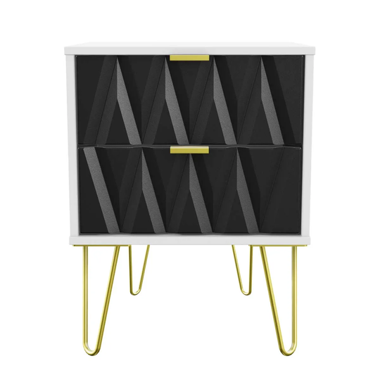 Copenhagen Ready Assembled Two Drawer Bedside Cabinet With Integrated Wireless Charging Black