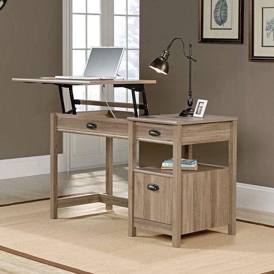 Teknik Ergonomic Sit Stand Desk - Salt Oak Finish