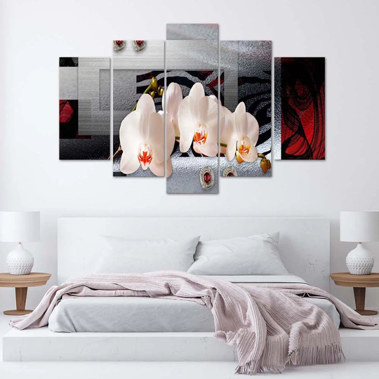 Canvas Print Orchid And Geometric Background