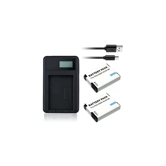 USB Battery Charger and 2 Batteries For Panasonic DMC-FT5 Camera