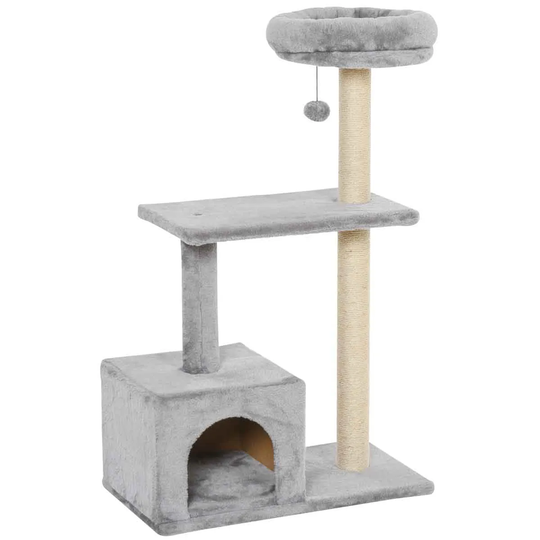 PawHut 3 Tier Cat Tree - Grey