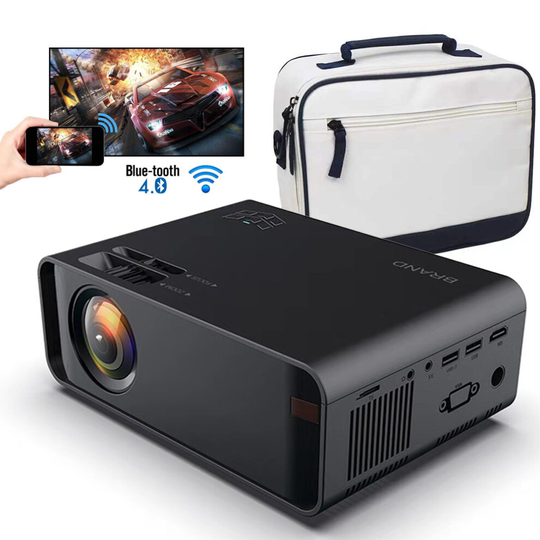 (Black ) Smart Projector 4K Android 6.0 HD 1080p Projector Wifi Bluetooth Projector Outdoor Home Movie