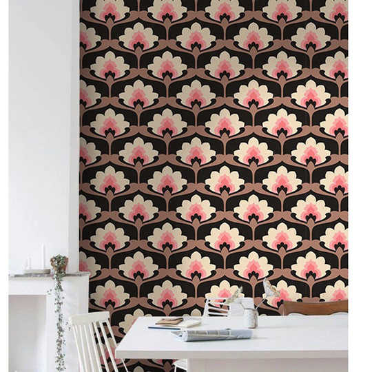Pueblo Vintage Floralbrown Design Wallpaper