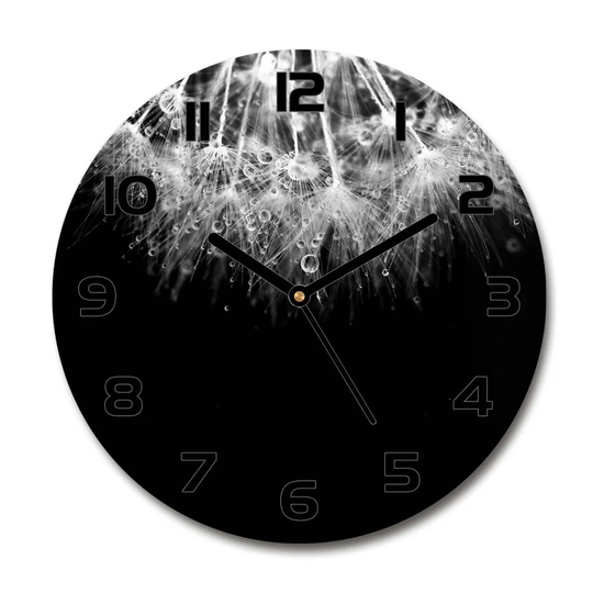 Glass Wall Clock 30Cm Round Decoration Picture Wall Art Modern Decoration Kitchen Living Room Silent - Dandelion Seeds,67815967