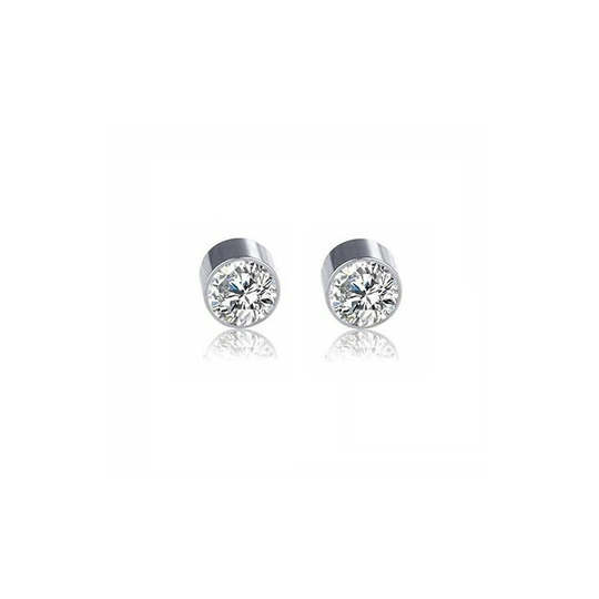 Earrings Magnetic with Double Side Steel Press Fit Cubic Zirconia-Sold as a Pair