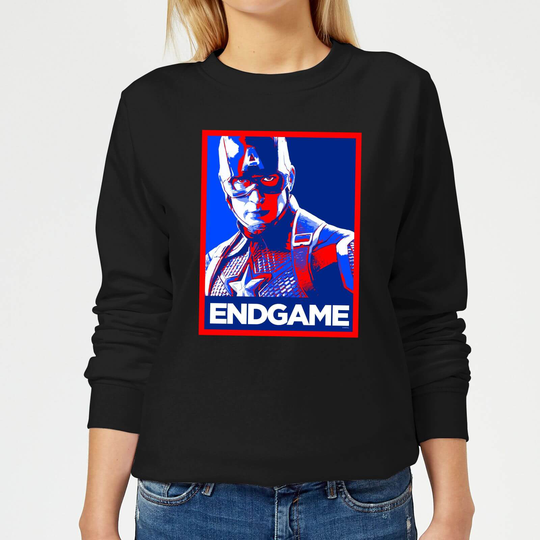 Avengers Endgame Captain America Poster Women's Sweatshirt - Black - L - Black