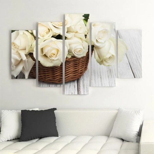 Canvas Print White Roses Nature Flowers