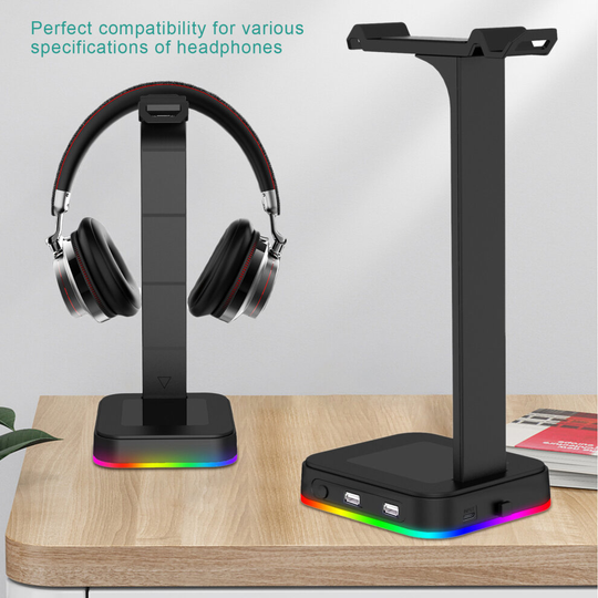 Headset Stand Stable Base Multicolor RGB 4 In 1 USB2.0 Type-C Gaming Earphone Placing Rack for Home