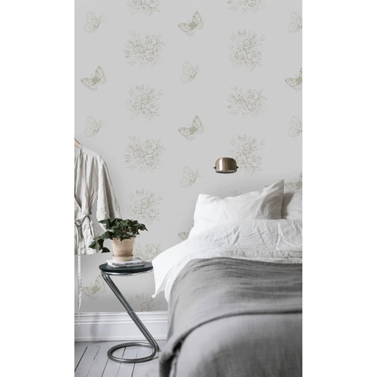 Walllpaper Roll 208X146cm Wallpaper Material With Print Mural Decoration Kitchen Livingroom Bedroom - Floral Motivesbutterflies Golden