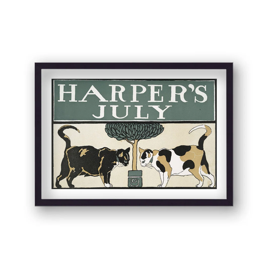Vintage Harpers Publication Cover Cat Print