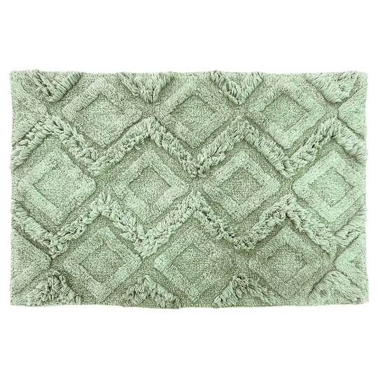 The Linen Yard Diamond Tufted Knitted Cotton Anti-slip Bath Mat Sage Green