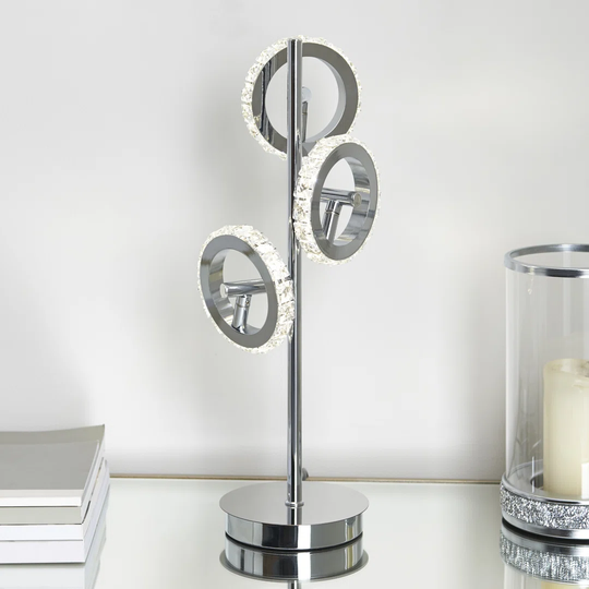 Aceto Polished Chrome & Crystal Table Lamp