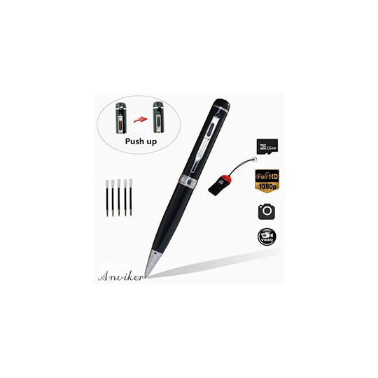 Hidden Camera Spy Pen Camera 1080p Real HD Spy Cover lens Pen Cam, Free 16GB Micro SD built-in and Micro SD Reader & 5 ink Fills Inc, Voice and...