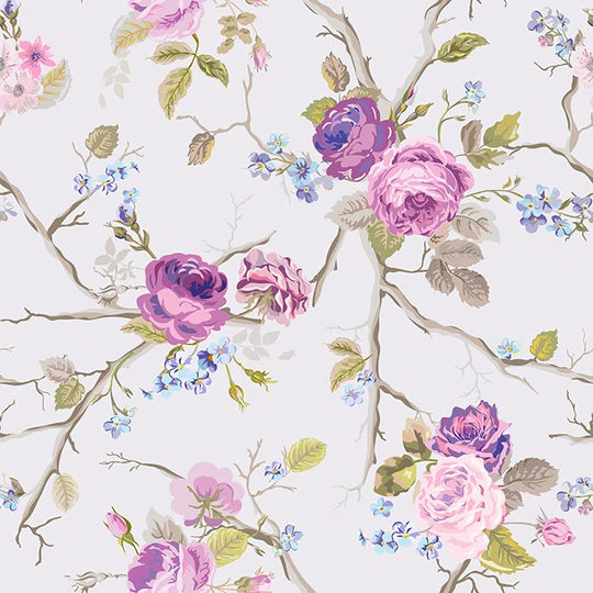 Walllpaper Roll 208X146cm Mural Decoration Wallpaper Material With Print Kitchen Livingroom Bedroom - Violet Roses Flowers Texture