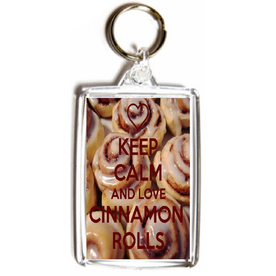 Keep Calm and Love Cinnamon Rolls - Double Sided Medium Keyring