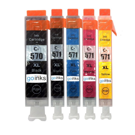 Compatible 1 Go Inks Set of 5 Ink Cartridges to replace Canon PGI-570 & CLI-571 / non-OEM for PIXMA Printers (5 Pack)