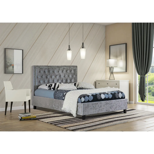 SleepOn Chambery USB Ottoman Single Bed Frame Ice