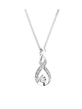 Love Diamond 9Ct White Gold 0.10Ct Diamond Twist Necklace 18 Inches