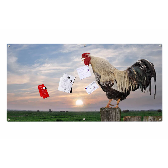 Rooster Magnetic Wall Mounted Photo Memo Board