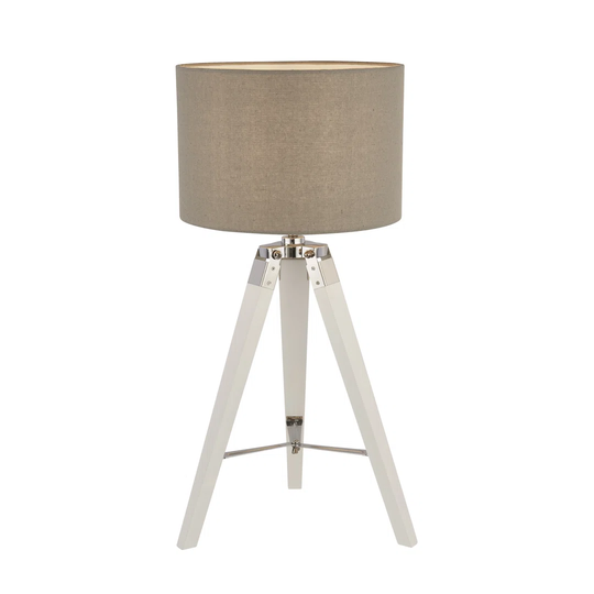 Brown Base Table Lamp With Cream Linen Shade
