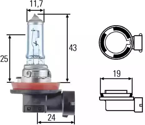 Bulb H8 12V 35 W 8GH008356-121 by Hella - 10 Units