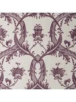 Vymura Milano Floral Damask Wallpaper - Plum