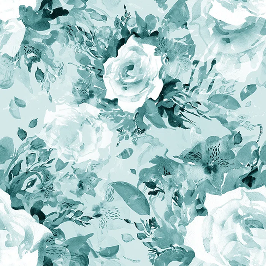 Walllpaper Roll 360X250cm Wallpaper Material With Print Mural Decoration Kitchen Livingroom Bedroom - Aqua Flowers