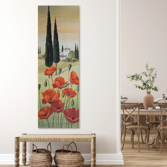 Canvas Print Tuscany Landscape Poppy Flower