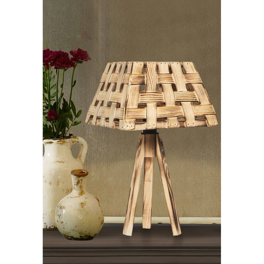 Sipan 50Cm Natural Burned Tripod Table Lamp