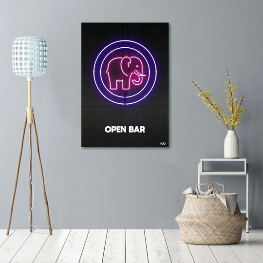 Poster, Elephant Neon