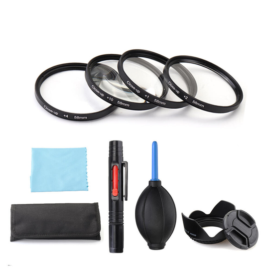 (77mm) Close-up +1/+2/+4/+10 49/52/55/58/62/67/72/77mm Lens Filter Storage Bag Lens Hood Cap Blower Brush Kit Set