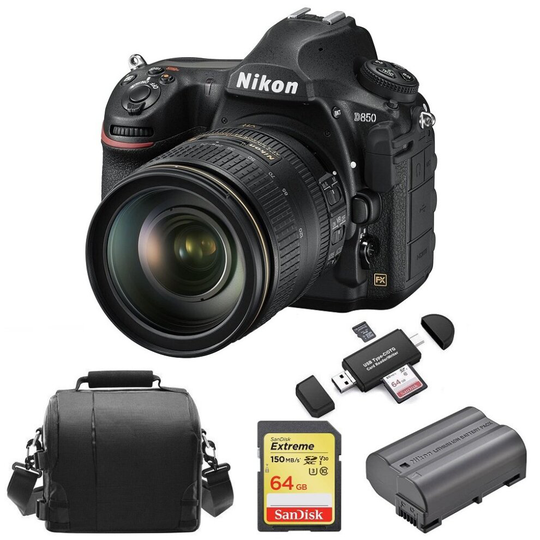 NIKON D850 AF-S 24-120MM F4G ED VR+64GB SDcard+Bag+Battery+Card Reader