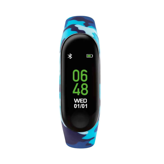 Tikkers Series 1 Printed Camo Blue Silicone Strap Activity Tracker With Colour Touch Screen And Up To 7 Day Battery Life Tks01-0003