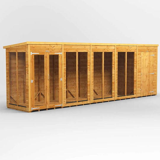 20X4 Power Pent Summerhouse Combi Including 4Ft Side Store