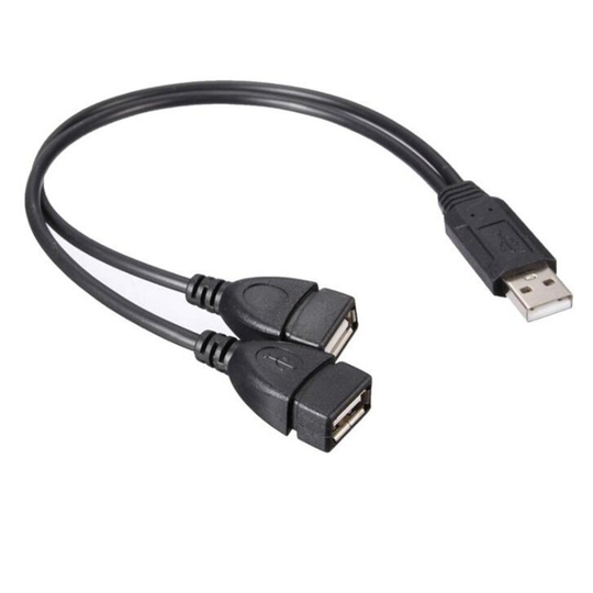 USB 2.0 Male To 2 Dual USB Female Jack Splitter Hub Power Cord Adapter For PC Laptop