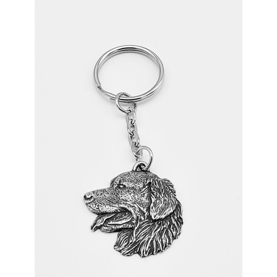 Pewter Golden Retriever Dog Keyring, custom metal Premium Gift keychain