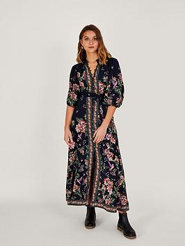 Monsoon Pruella Sustainable Shirt Dress - Black, Black, Size 8, Women