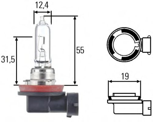 Bulb 12V 65W Pgj19-5 +30% 8GH008357-151 by Hella H9