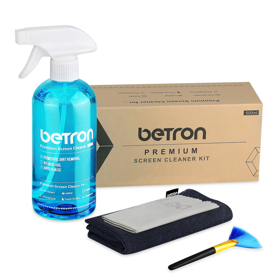 Betron TV Screen Cleaner with Microfibre Clothes and Dust Brush, 500ml