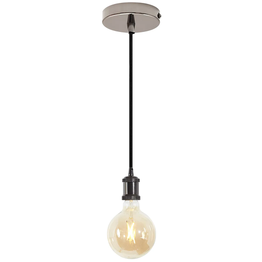4lite WiZ Black Pendant with Smart G125 E27 Vintage Tunable White Lamp