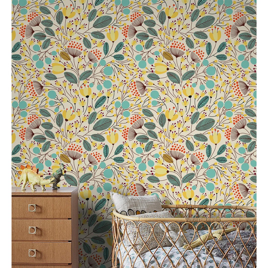 Jeng Utensil Springful Floral Wallpaper