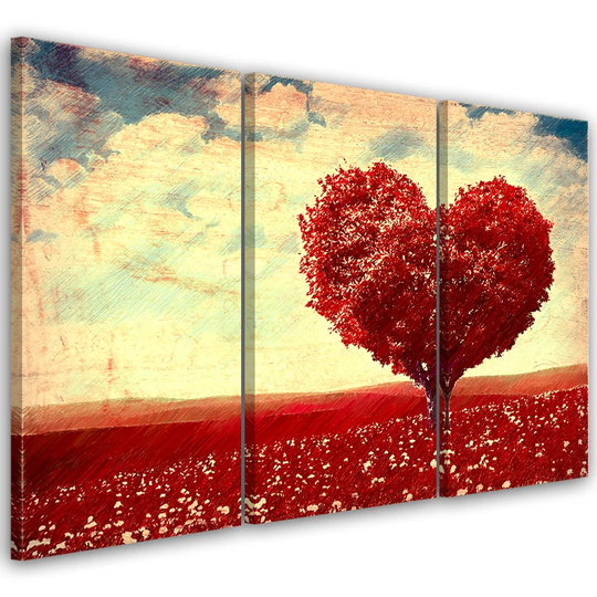Canvas Print Red Heart Tree Landscape