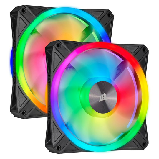 CORSAIR iCUE QL140 RGB 140mm PWM Dual Fan Kit with Lighting Node CORE