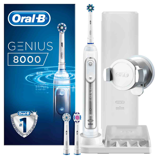 Oral B Oral-b Genius 8000 Crossaction Rechargeable Electric Toothbrush - Silver