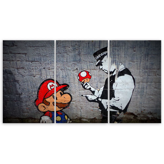 Canvas Print Banksy Mario Graffiti