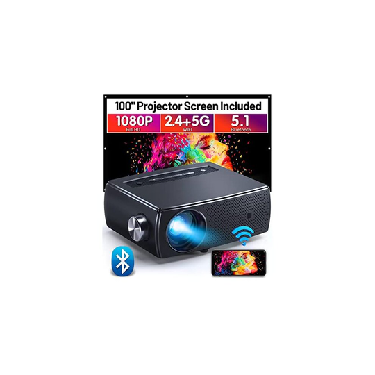 Mini Projector 1080P Full HD, ClokoWe 5G WiFi Bluetooth LED 9600L Portable Projector with 100 Screen,Support 4K & Zoom,Movie Projector Compatibl